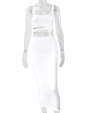 Autumn and Winter Women's Fashion Sexy Hollow Two-piece Skirt Set