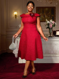 Plus Size jacquard a-line dress elegant ball gown