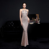 Summer Occasional Sequin Halter Mermaid Long Evening Dress