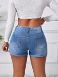 Plus Size Women Sexy Ripped Stretch Denim Shorts