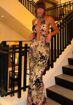 Women Sexy Backless Halter Neck Top Bodycon Skirt Two-piece Set Women Sexy Backless Halter Neck Top Bodycon Skirt Two-piece Set