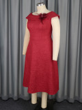 Plus Size jacquard a-line dress elegant ball gown