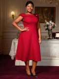 Plus Size jacquard a-line dress elegant ball gown