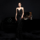 Summer Sequin Strap Mermaid Long Evening Dress