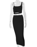 Autumn and Winter Women's Fashion Sexy Hollow Two-piece Skirt Set