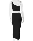 Autumn and Winter Women's Fashion Sexy Hollow Two-piece Skirt Set