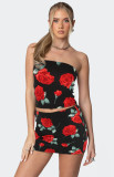 Summer Strapless Print Top Skirt Two-piece Set