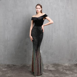 Summer Upper Strapless Sequin Mermaid Evening Dress