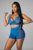 Women Body-fitting Lace Shoulder Strap Lace Two-piece Set