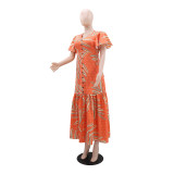 Women Holidays Casual Lace-Up Printed Dress
