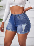Plus Size Women Sexy Ripped Stretch Denim Shorts