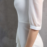 Formal Half Sleeve Solid Plain Irregular Mermaid Cocktail Dress