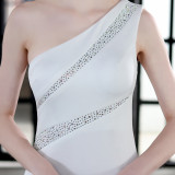 Summer formal beaded one shoulder mermaid evening dress