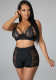 Women Body-fitting Lace Shoulder Strap Lace Two-piece Set