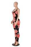 U Neck Print Jumpsuit Fashion Women's Nightclub Wear