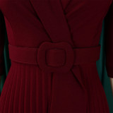 Autumn and winter women's clothing ol fashion Turndown Collar pleated Slim Waist Plus Size African dress