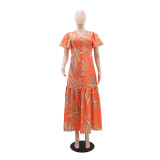 Women Holidays Casual Lace-Up Printed Dress