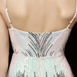 Summer Sheer Sequin Strap Mermaid Evening Dress