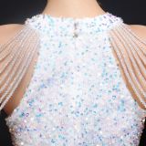 Summer sequin string shoulder midi elegant party dress