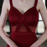 Summer Formal Occasional Strap Slit Mermaid Evening Dress