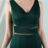 Summer Formal Sleeveless Slit Mermaid v-Neck Evening Dress
