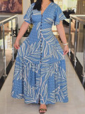 Women Holidays Casual Lace-Up Printed Dress