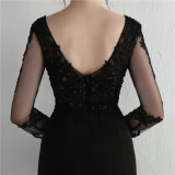 Autumn Occasional Formal Lace Upper V-Neck Mermaid Evening Dress