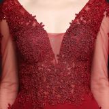 Autumn Occasional Formal Lace Upper V-Neck Mermaid Evening Dress