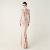 Women crystal diamond sequin embroidery Formal Party evening dress