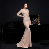 Autumn Occasional Formal Lace Upper V-Neck Mermaid Evening Dress