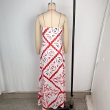 Printed Loose Casual Sexy Beach Vacation Long Dress