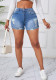 Plus Size Women Sexy Ripped Stretch Denim Shorts