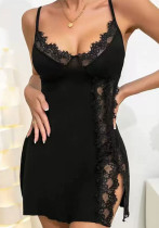 Women sexy lace sexy slit suspender dress two-piece set Women sexy lace sexy slit suspender dress two-piece set