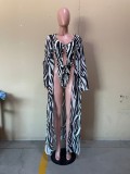 Sexy fashion women's clothing printed cape swimsuit 2-piece set