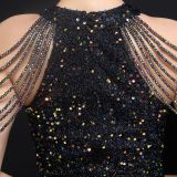 Summer sequin string shoulder midi elegant party dress