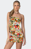 Summer Strapless Print Top Skirt Two-piece Set