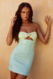 Spring Summer sequined printed strapless slim Holidays women's dress