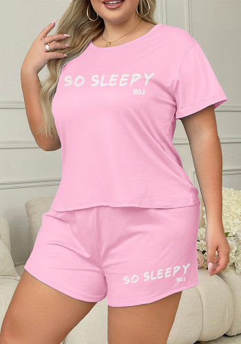 Summer Plus Size Letter printed loose pajamas for women Casual home clothes Outdoor Wear