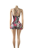 Sexy Printed Strap Mini Dress