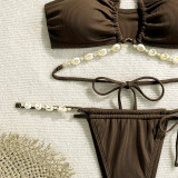 Plain Ribbed Shell Decoration Two Pieces Swimsuits bikinis