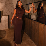 Summer solid color women Slash Shoulder Crop top high waist Bodycon skirt set