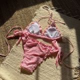 Embroidered Flower Sexy Bikini Two Pieces Swimsuit