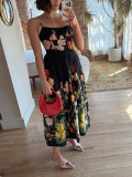 Casual Holidays Summer fashion print sleeveless Strap long Dress