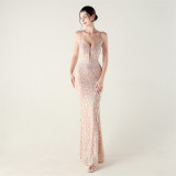 Women crystal diamond sequin embroidery Formal Party evening dress