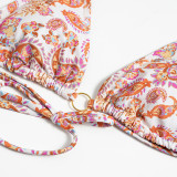 women's Sexy printed Low Back Two Pieces bikini swimsuit