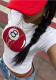 Fashionable ladies Round Neck Casual 8-ball print short-sleeved Cropped Top T-shirt summer top