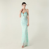 Women crystal diamond sequin embroidery Formal Party evening dress