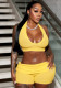 Women's Spring and Summer Ribbed Halter Neck Hollow Lace-up Vest Folded High Waist Short Set