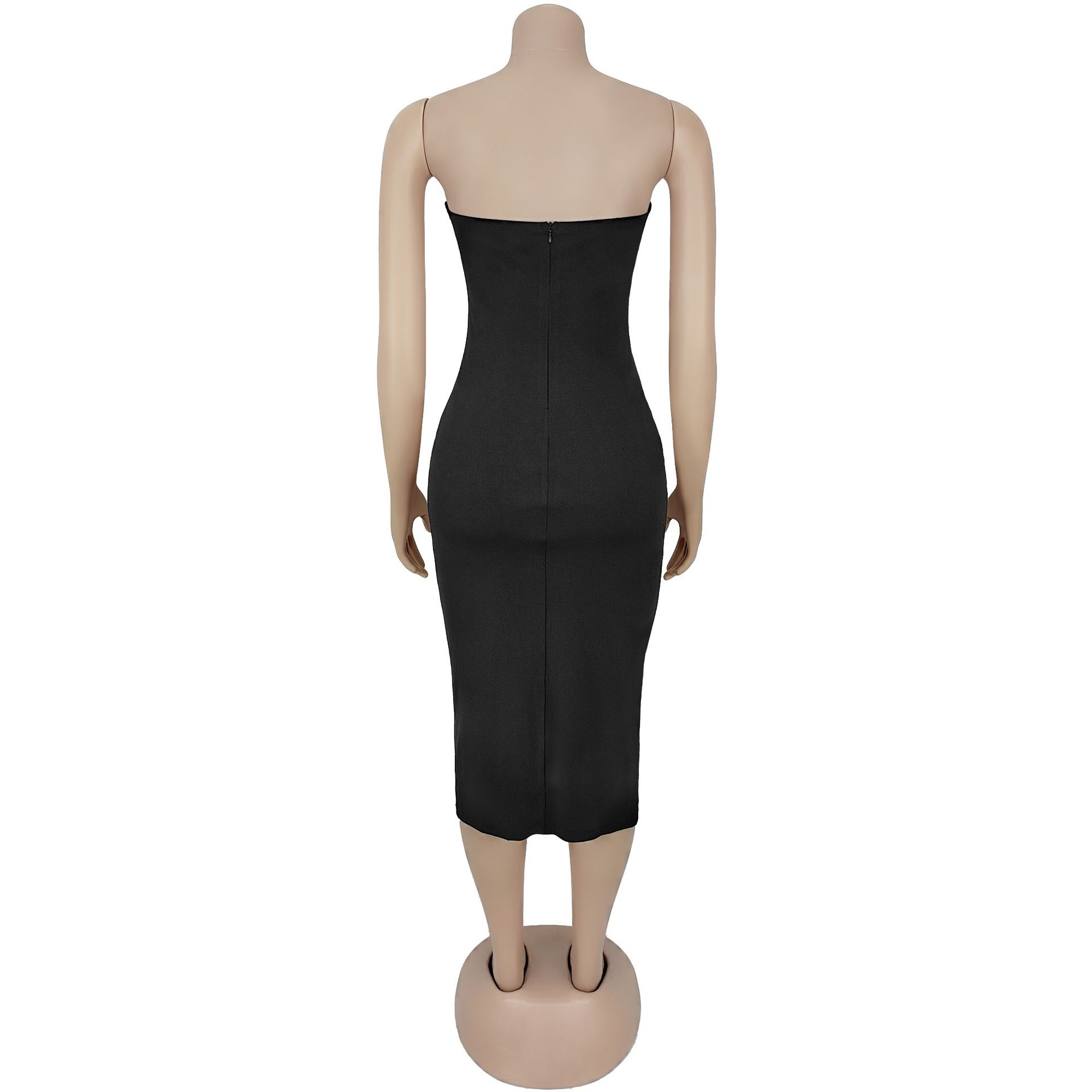 Fashion women's sexy Strapless button decoration dress