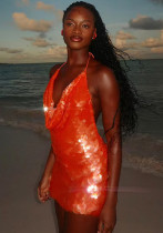 Sexy women'slow-cut hollow Strap Low Back sequined slim dress Sexy women'slow-cut hollow Strap Low Back sequined slim dress